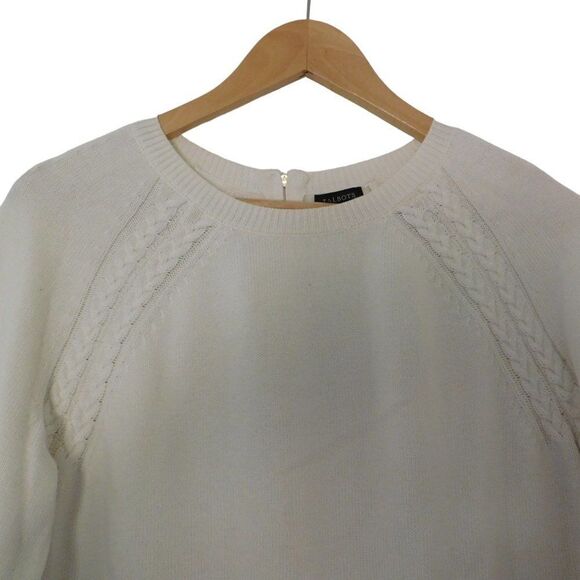 Talbots Womens Pullover Sweater Size Medium 3/4 Sleeve  Ivory Tunic - Picture 2 of 6
